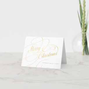 Merry Christmas gold script simple elegant Holiday Card
