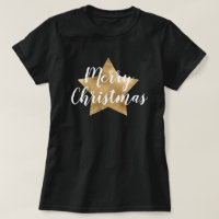 Merry Christmas Gold Star Black