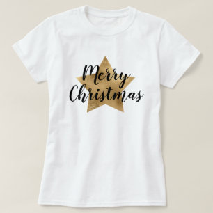 Merry Christmas Gold Star  T-Shirt