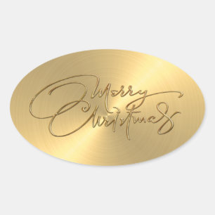 Merry Christmas Gold Sticker Embossed Look