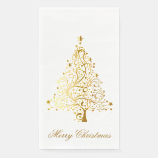 Merry Christmas Gold Tree Napkin
