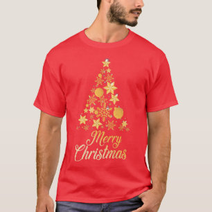 Merry Christmas Gold Tree New Year Celebration T-Shirt
