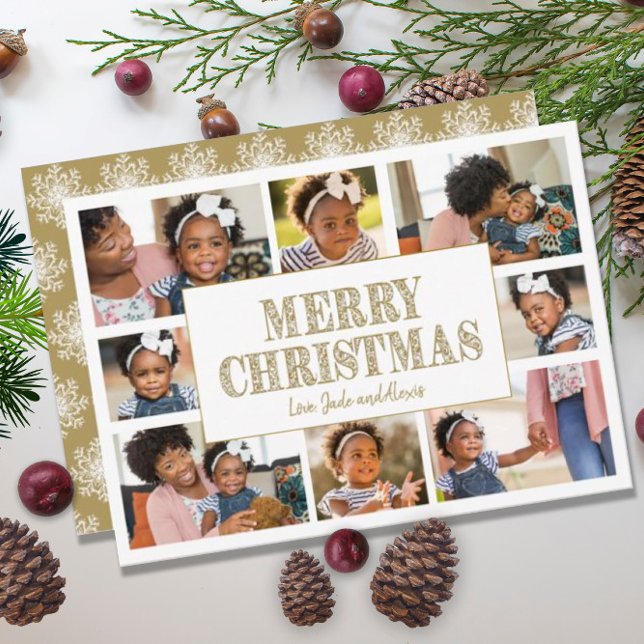 Merry Christmas Gold White Snowflakes 8 Photo (Creator Uploaded)