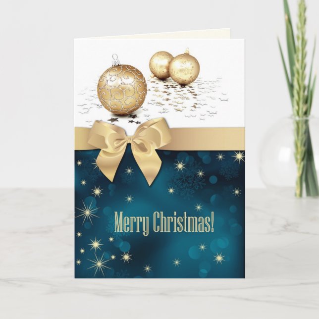 Merry Christmas. Golden Balls Holiday Card (Front)