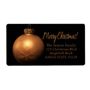 Merry Christmas Golden ornament label