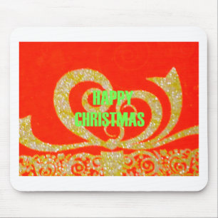 Merry Christmas Golden Red Snow flex Mouse Pad