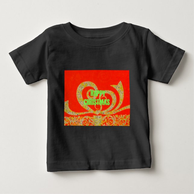 Merry Christmas Golden Red Snowflex.jpg Baby T-Shirt (Front)