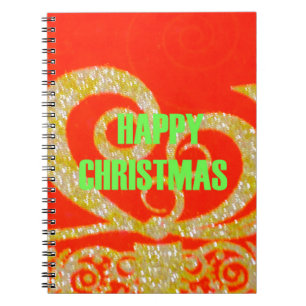 Merry Christmas Golden Red Snowflex.jpg Notebook