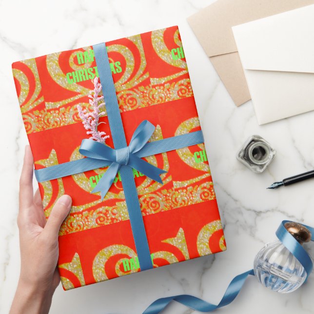 Merry Christmas Golden Red Snowflex.jpg Wrapping Paper (Gifting)