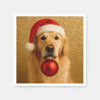 Merry Christmas Golden Retriever card. Napkin