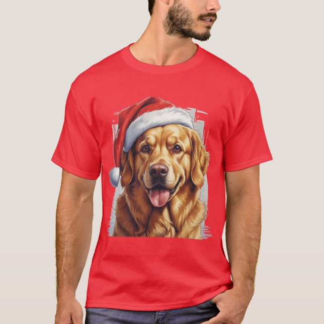 Merry Christmas Golden Retriever Dog lover girl T-Shirt (Front)
