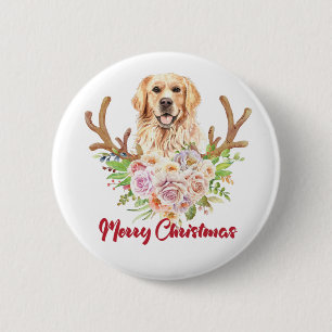 Merry Christmas Golden Retriever Dog Pet 6 Cm Round Badge