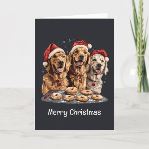 Merry Christmas Golden Retriever Dogs Baking Holiday Card
