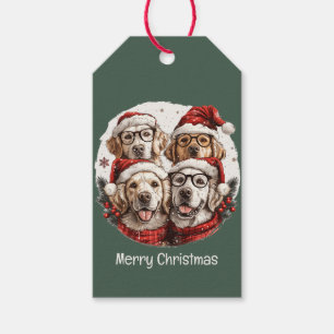 Merry Christmas Golden Retriever Dogs Gift Tags