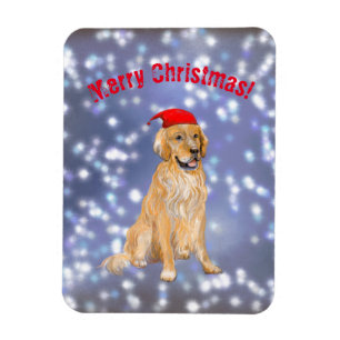Merry Christmas golden retriever  Magnet