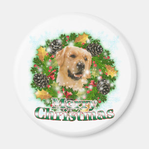 Merry Christmas Golden Retriever Magnet