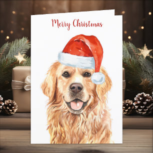 Merry Christmas Golden Retriever Puppy Dog Holiday Card