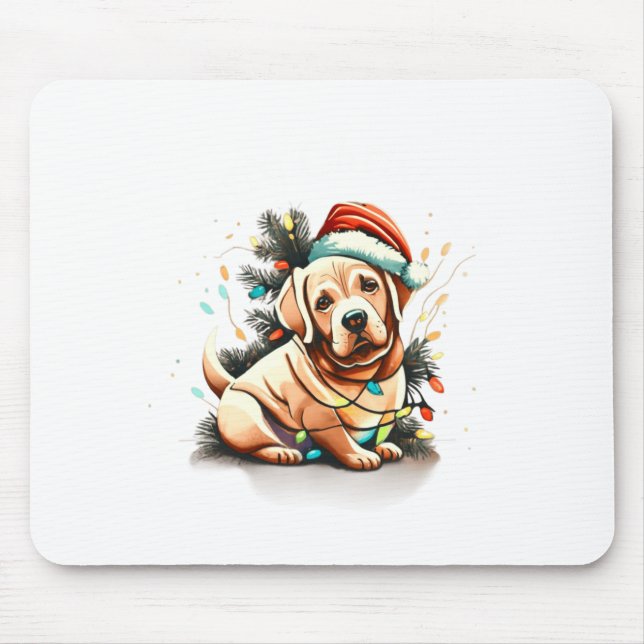 Merry Christmas Golden Retriever Puppy  Mouse Pad (Front)