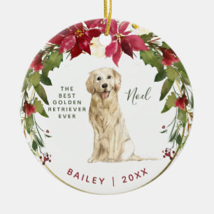 Merry Christmas Golden Retriever Your Dogs Photo Ceramic Ornament