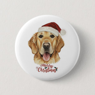 Merry Christmas Golden Retriver dog 6 Cm Round Badge