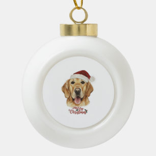 Merry Christmas Golden Retriver dog Ceramic Ball Christmas Ornament