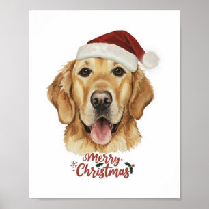 Merry Christmas Golden Retriver dog Poster