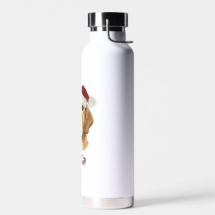 Merry Christmas Golden Retriver dog   Water Bottle