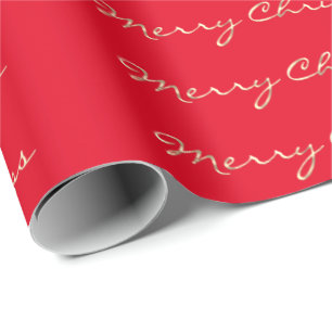 Merry Christmas Golden Script Holidays Wrapping Paper