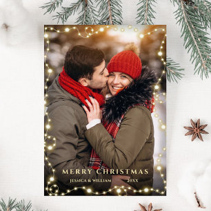 Merry Christmas Golden Sparkle PHOTO Greeting Holiday Card