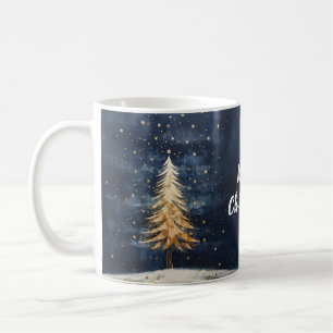 Merry Christmas Golden Tree Coffee Mug