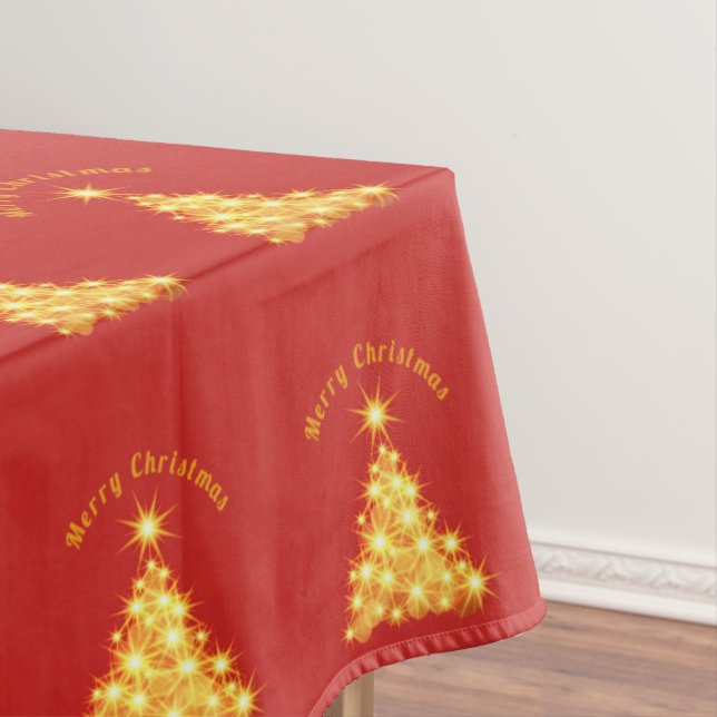 Merry Christmas Golden Tree Thunder_Cove Tablecloth (In Situ)