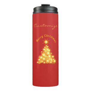 Merry Christmas Golden Tree Thunder_Cove Thermal Tumbler