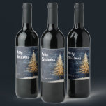 Merry Christmas Golden Tree Wine Label<br><div class="desc">Merry Christmas Golden Tree Wine Label</div>