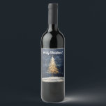 Merry Christmas Golden Tree Wine Label<br><div class="desc">Merry Christmas Golden Tree Wine Label</div>