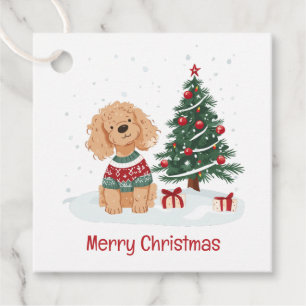 Merry Christmas Goldendoodle Dog Favour Tags