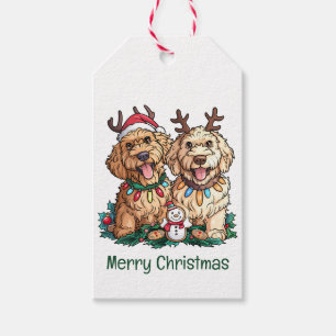 Merry Christmas Goldendoodle Dogs Gift Tags