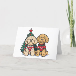 Merry Christmas Goldendoodle Dogs Holiday Card