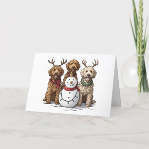 Merry Christmas Goldendoodle Dogs Holiday Card