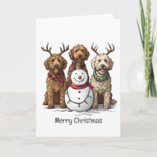Merry Christmas Goldendoodle Dogs Holiday Card