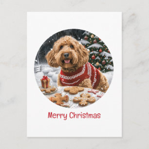 Merry Christmas Goldendoodle Dogs Holiday Postcard
