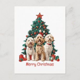 Merry Christmas Goldendoodle Dogs Holiday Postcard