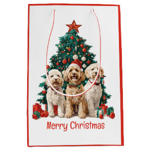 Merry Christmas Goldendoodle Dogs Medium Gift Bag