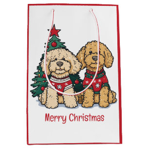 Merry Christmas Goldendoodle Dogs Medium Gift Bag