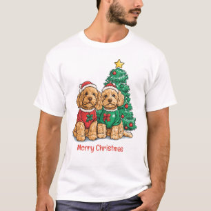 Merry Christmas Goldendoodle Dogs T-Shirt