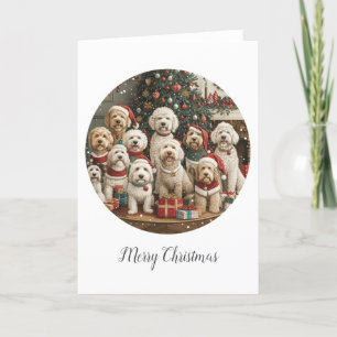 Merry Christmas Goldendoodle Puppy Dogs Holiday Card