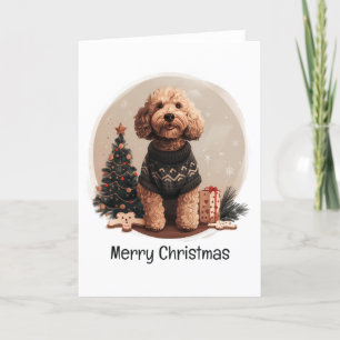 Merry Christmas Goldendoodle Puppy Dogs Holiday Card