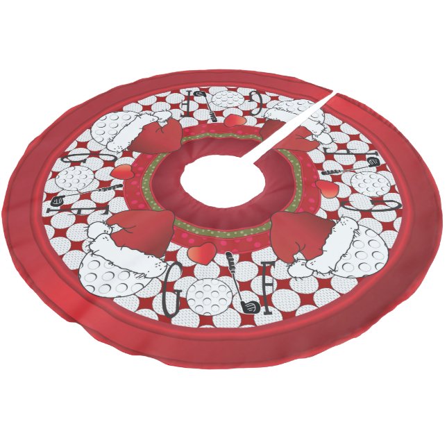 Merry Christmas  Golf Lovers Brushed Polyester Tree Skirt (Angled)