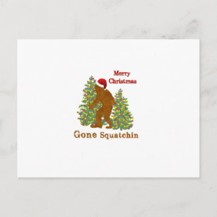 Merry Christmas Gone Squatchin Holiday Postcard