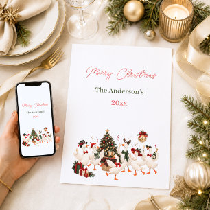 Merry Christmas Goose Family Friends Holiday Card
