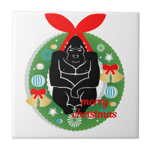 merry christmas gorilla ceramic tile